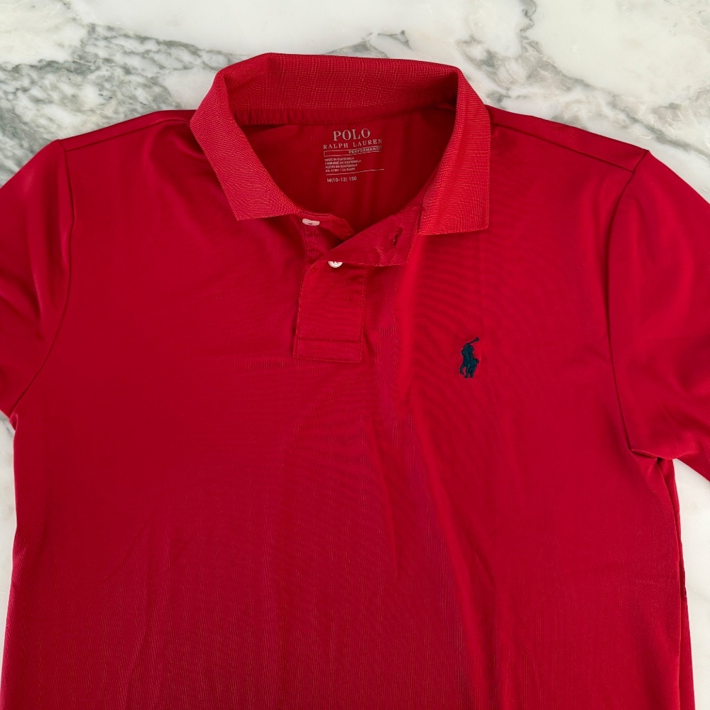 Polo Ralph Lauren Red Polyester Boys Short sleeve Polo‎ shirt, Sz 10-12 - Picture 3 of 4